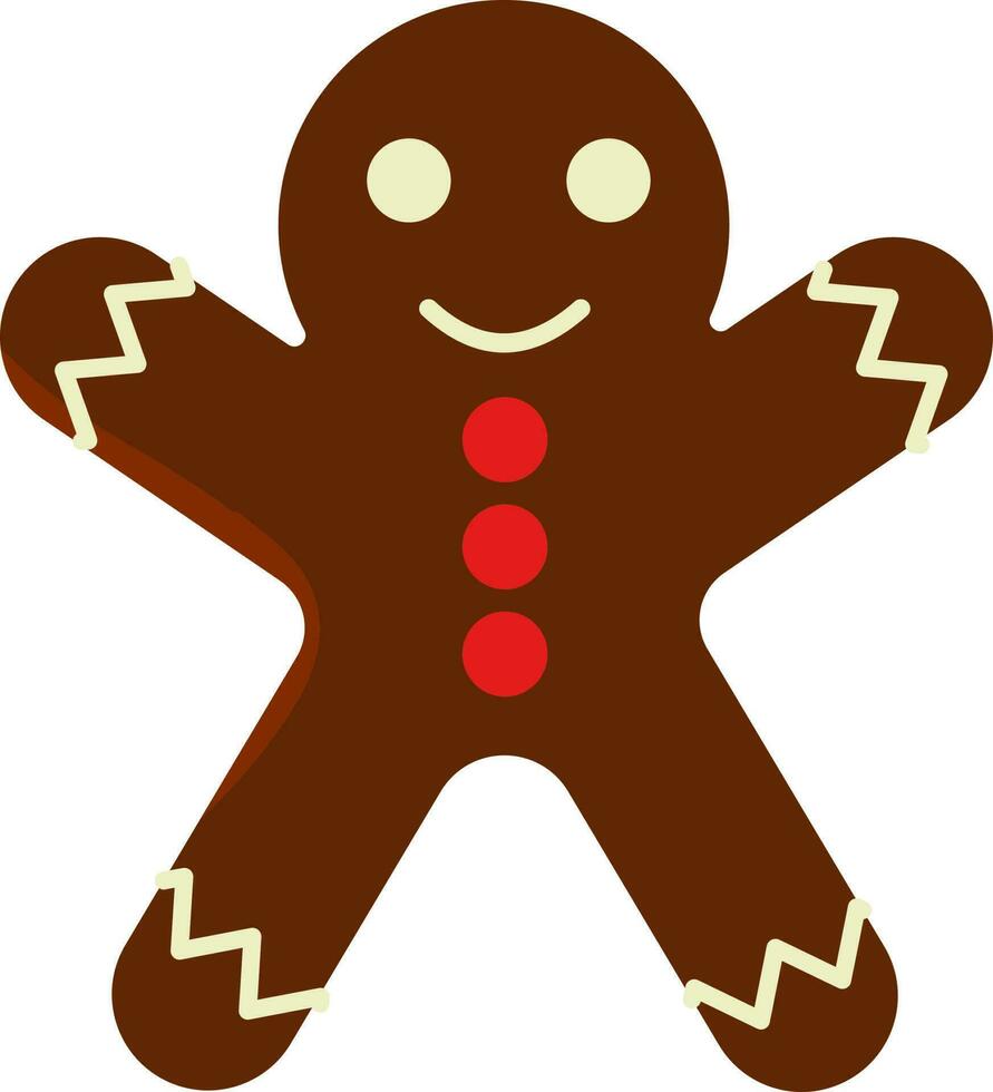 Brown Color Gingerbread Icon In Flat Style. vector