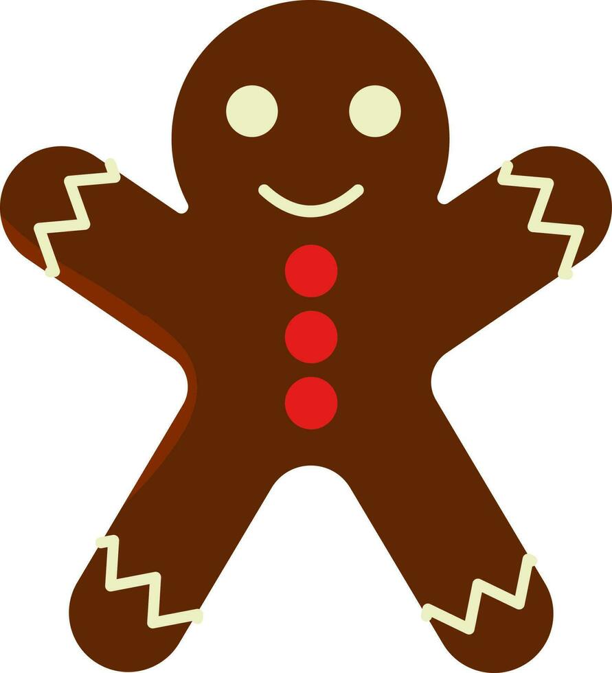 Brown Color Gingerbread Icon In Flat Style. vector