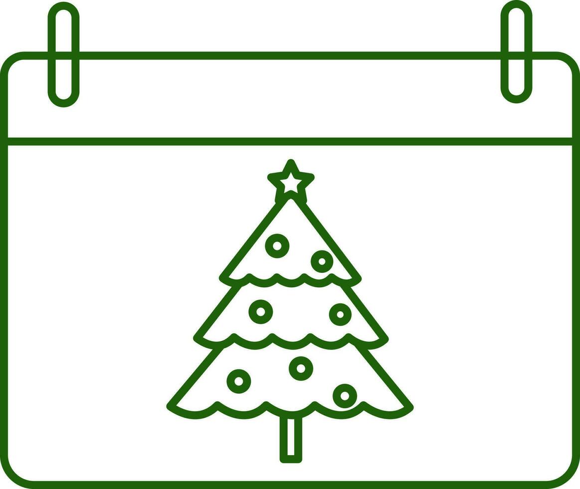 Illustration Of Christmas Tree Symbol On Calender Icon. vector