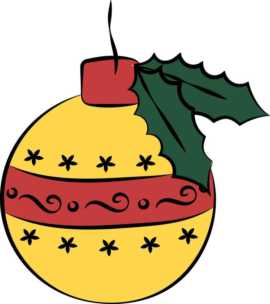 Isolated Decorated Bauble With Berry Leaf Icon In Flat Style. vector