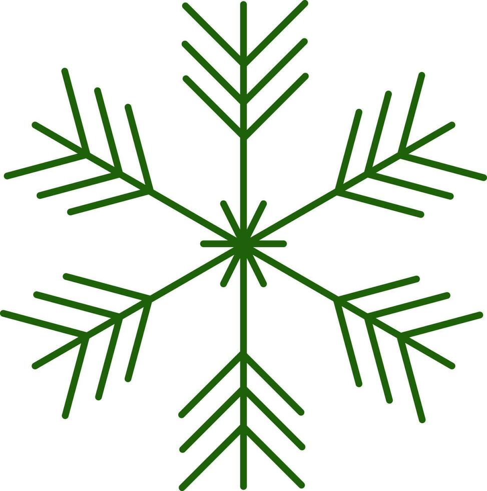 aislado copo de nieve icono en verde color. vector