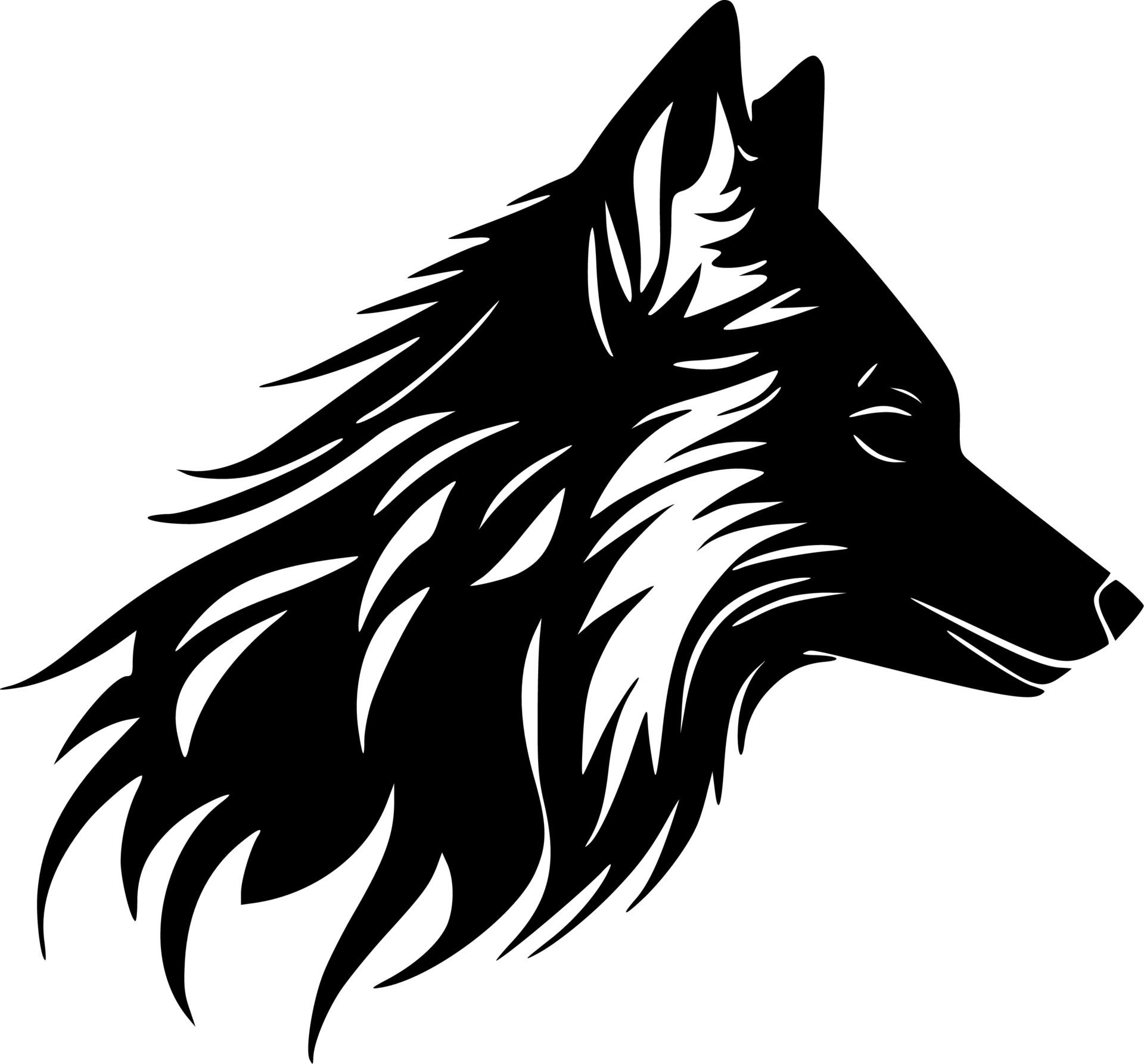 Wolf, Black and White Vector illustration 24143422 Vector Art at Vecteezy