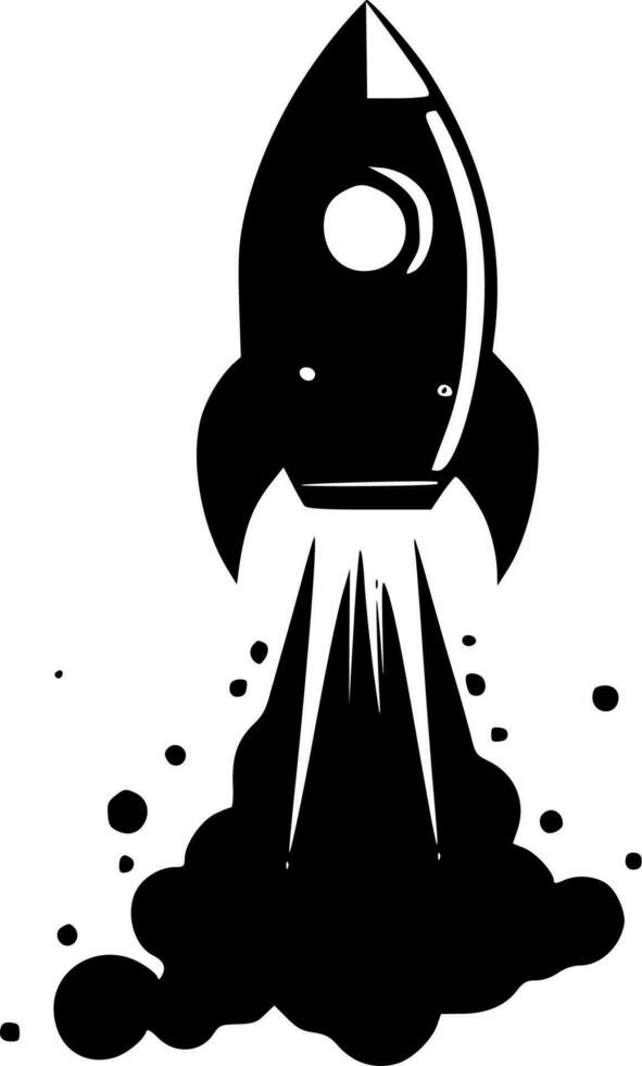 Rocket, Black and White Vector illustration