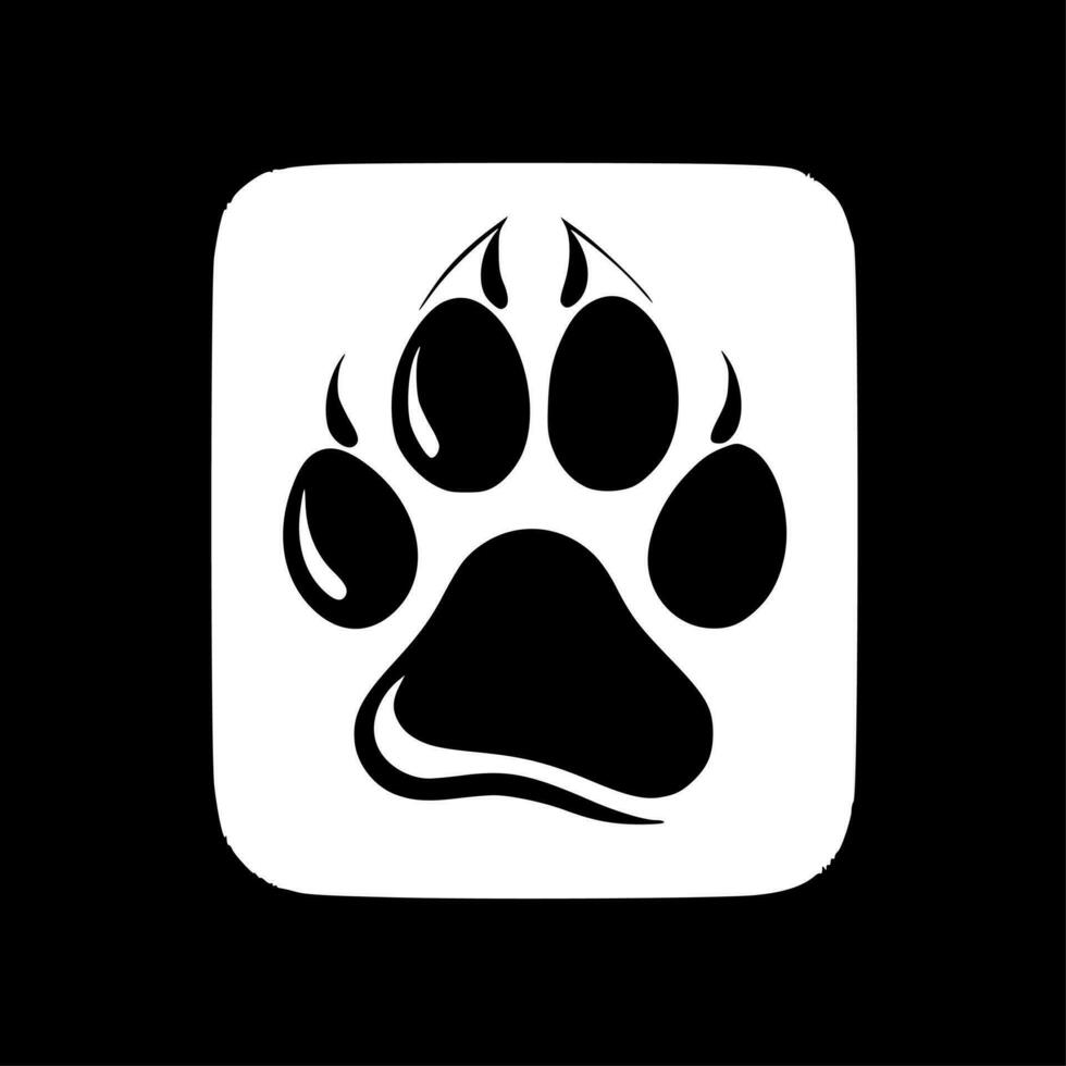 Paw, Black and White Vector illustration