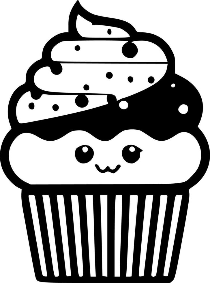 Cupcake, Minimalist and Simple Silhouette - Vector illustration