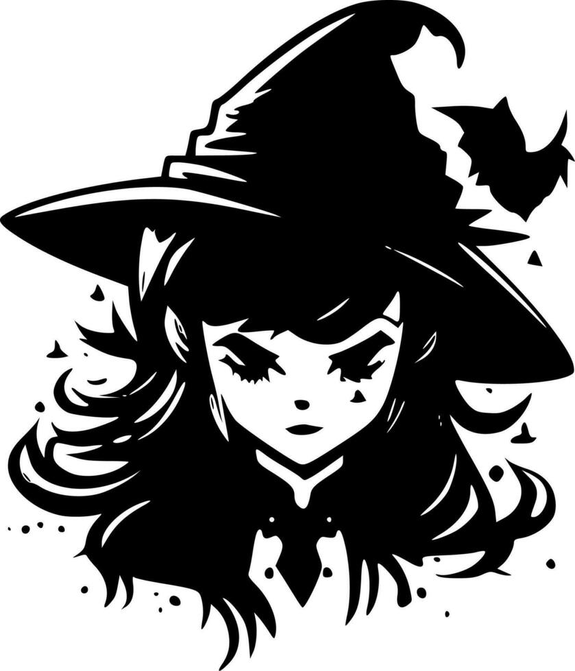 Witch, Minimalist and Simple Silhouette - Vector illustration