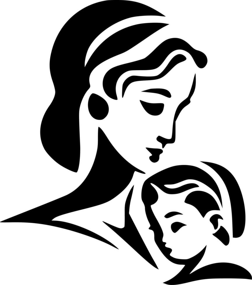 madre - negro y blanco aislado icono - vector ilustración