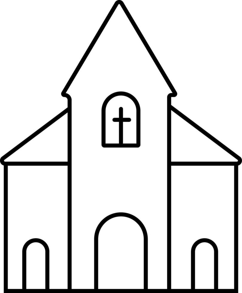 Black Linear Style Church Building Icon. vector