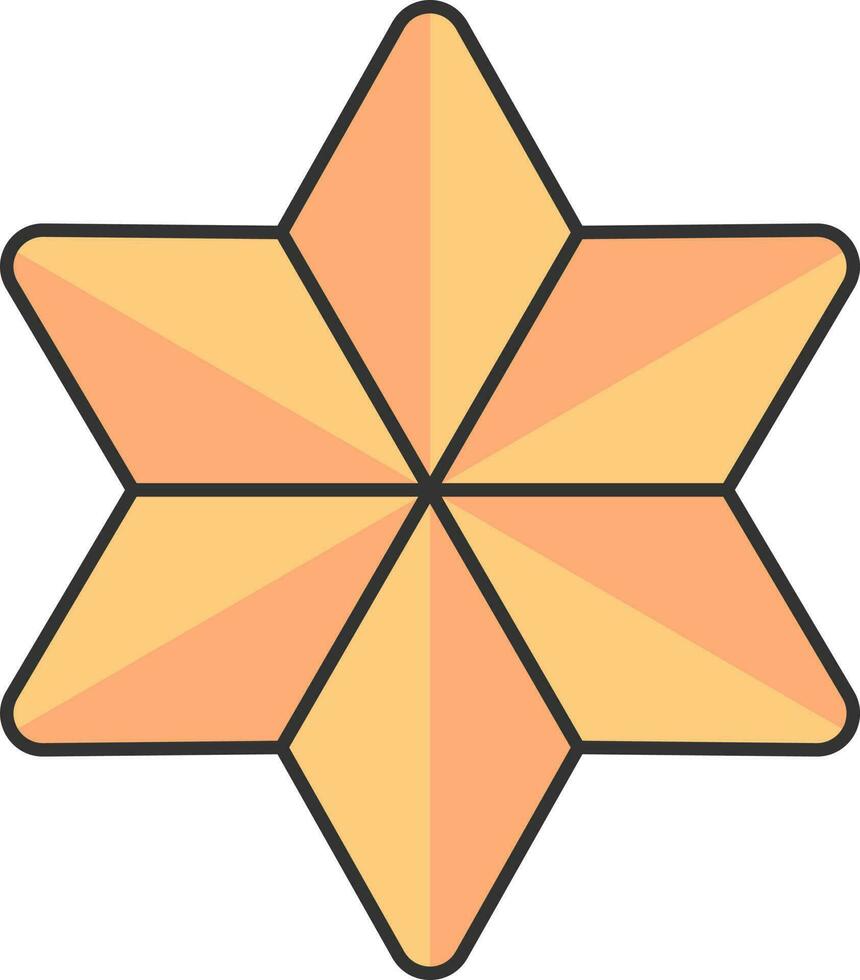 Isolated Decorative Star Icon In Orange Color. vector