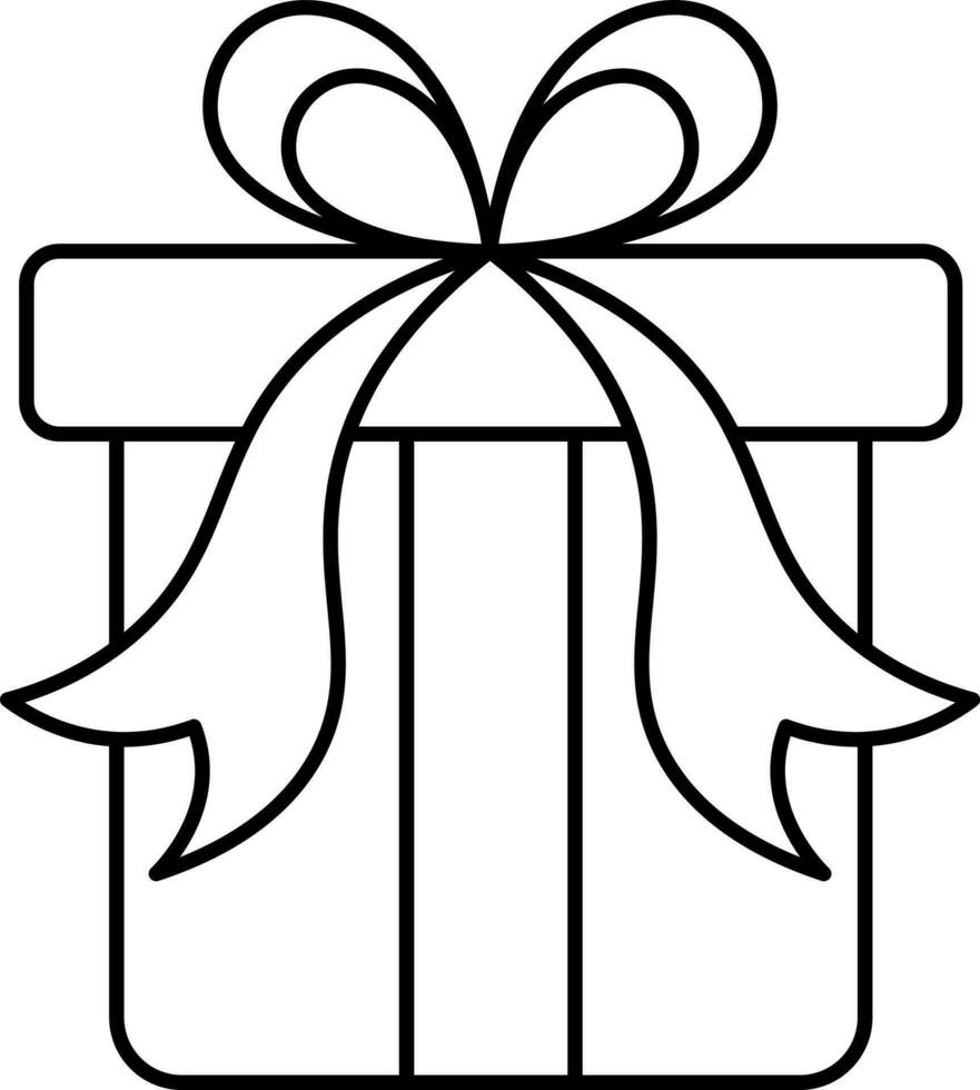 Isolated Gift Box Icon In Black Outline. vector