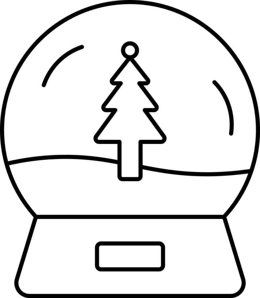 Christmas Tree Crystal Ball Black Outline Icon. vector