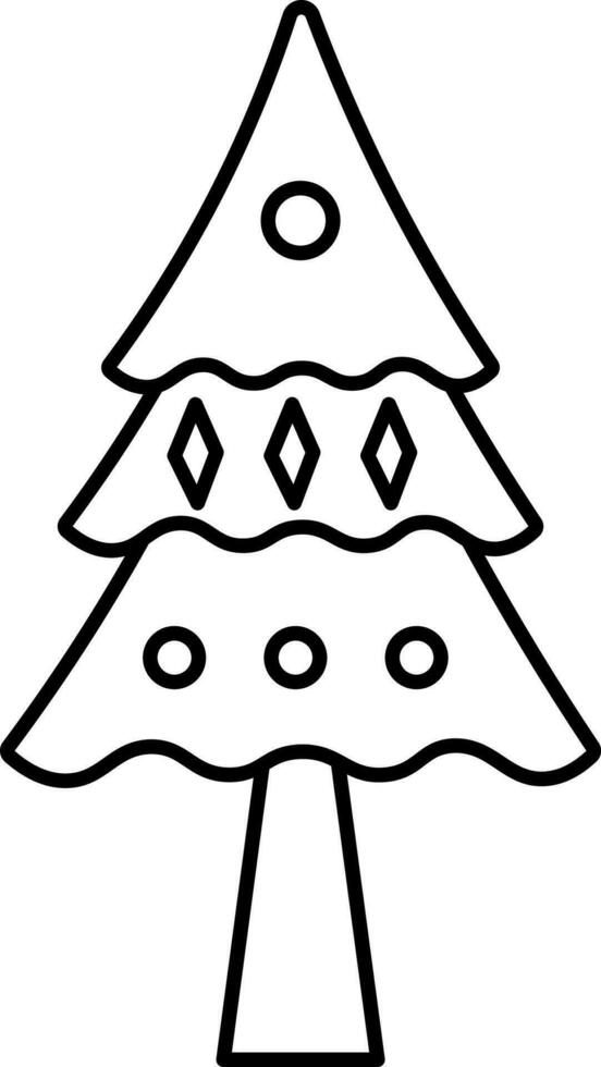 Isolated Christmas Tree Icon In Line Art. vector