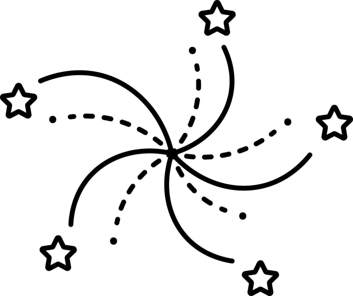 Firecracker Blast Star Icon In Black Linear Style. vector