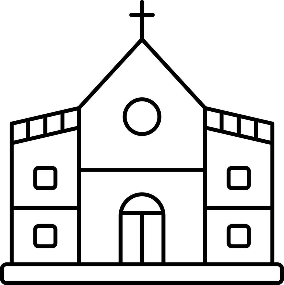 Black Linear Style Church Building Icon. vector