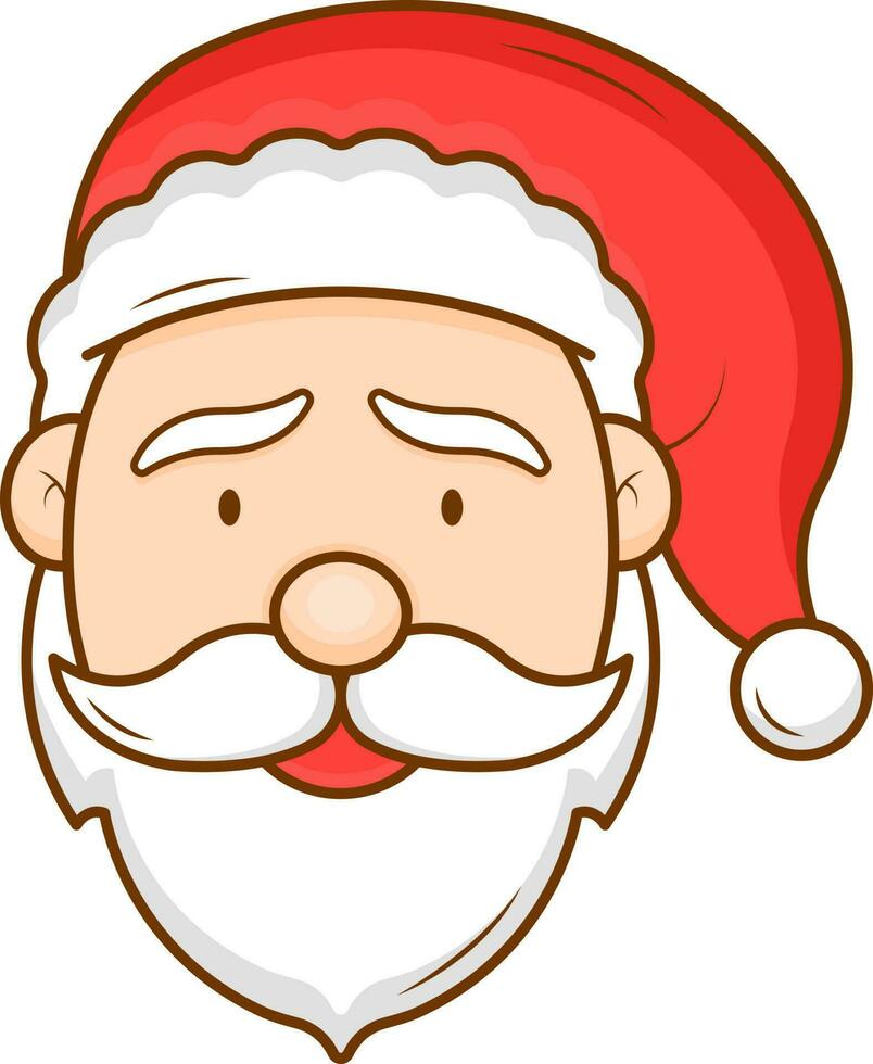 Papa Noel claus dibujos animados cara vistoso icono en plano estilo. vector