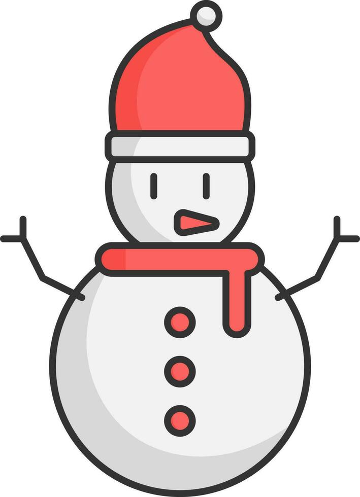 vistoso monigote de nieve icono en plano estilo. vector