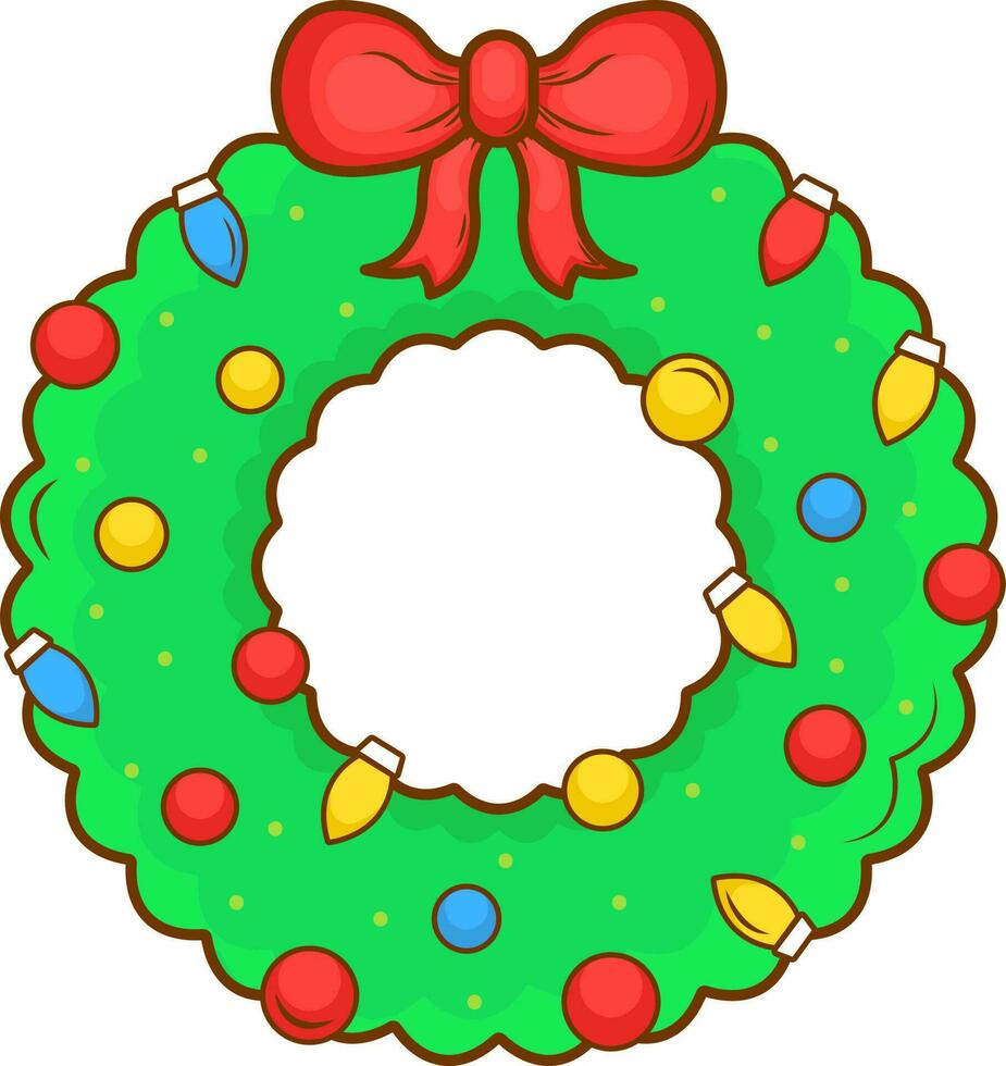Isolated Decorative Christmas Wreath Icon In Flat Style. vector