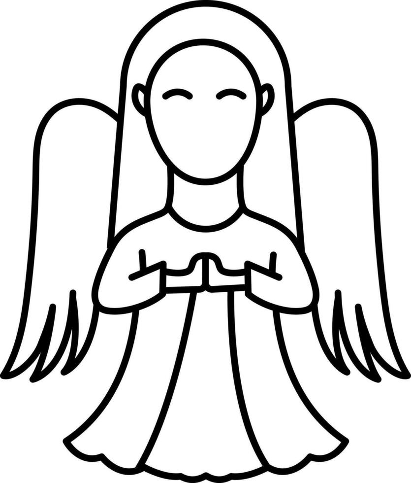 Illustration Of Angel Black Stroke Icon Or Symbol. vector