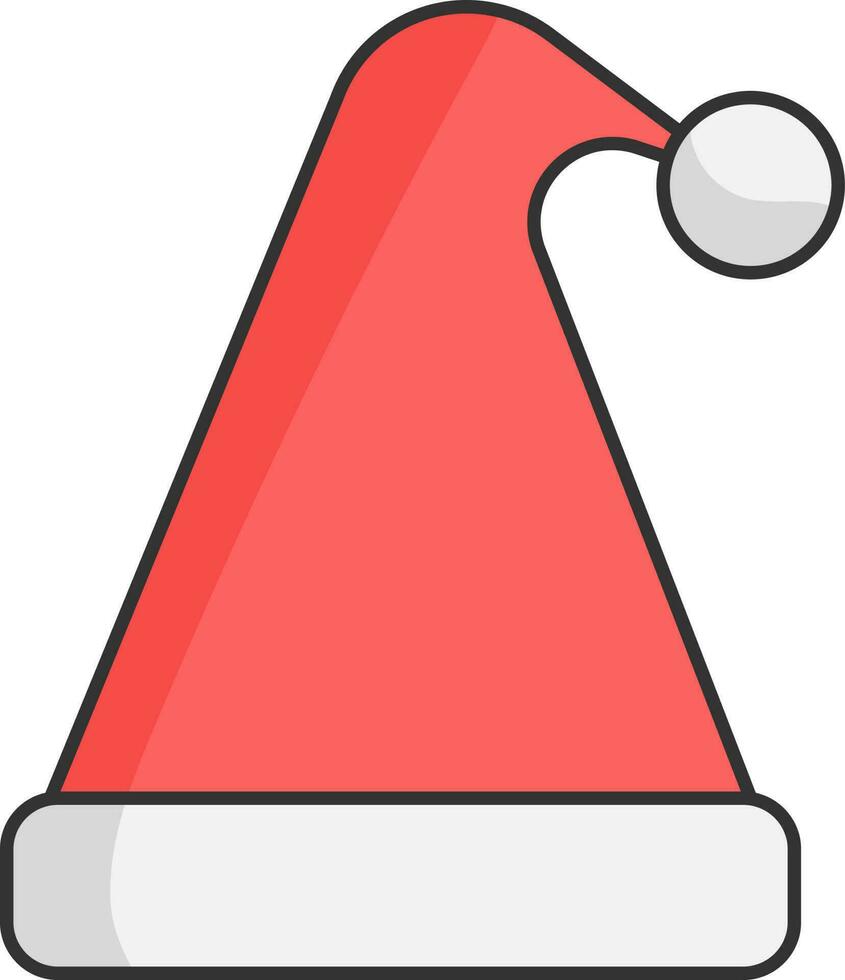 Santa Hat Icon In Red And Gray Color. vector