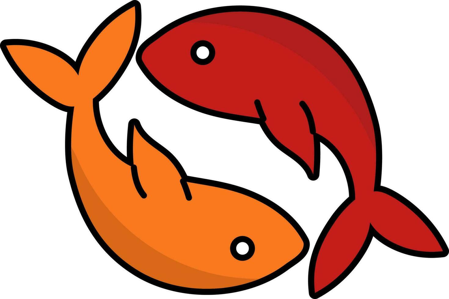 Twin Fish Icon In Red And Orange Color. vector