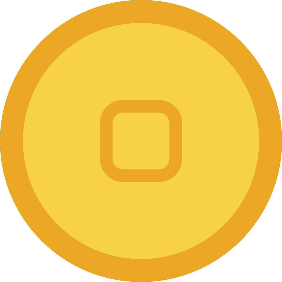 Golden Chinese Coin Of Qing Ming Flat Icon. vector