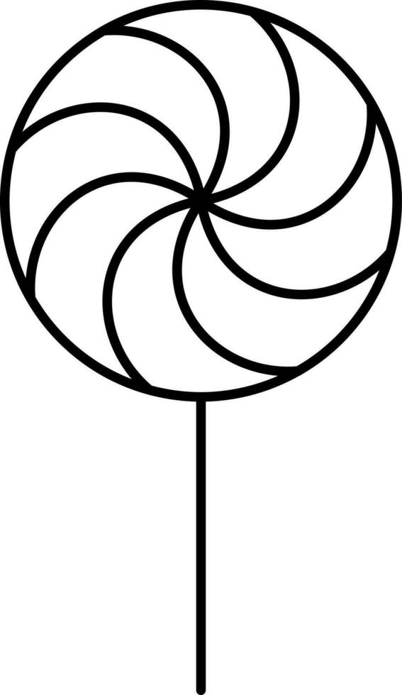 Isolated Spiral Lollipop Icon In Black Outline. vector