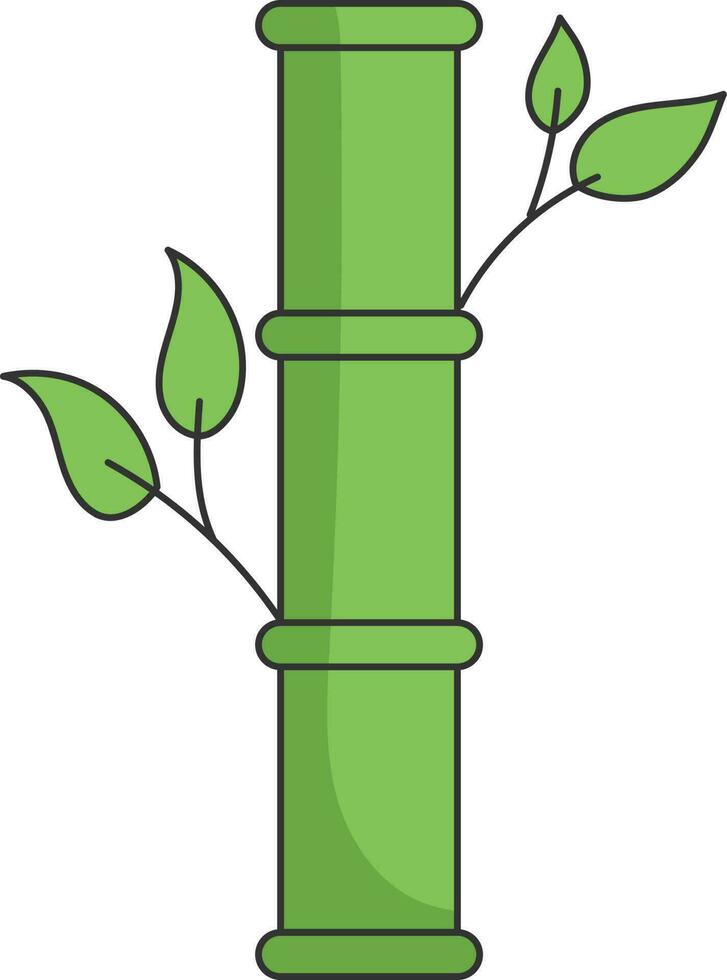 Flat Green Bamboo Icon Or Symbol. vector