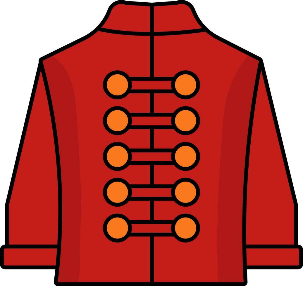 Flat Style Chinese Shirt Icon In Red Color. vector