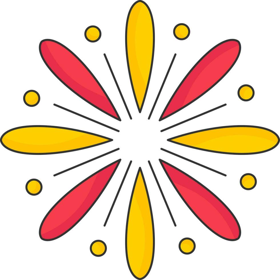 Yellow And Red Fireworks Star Icon In Flat Style. vector