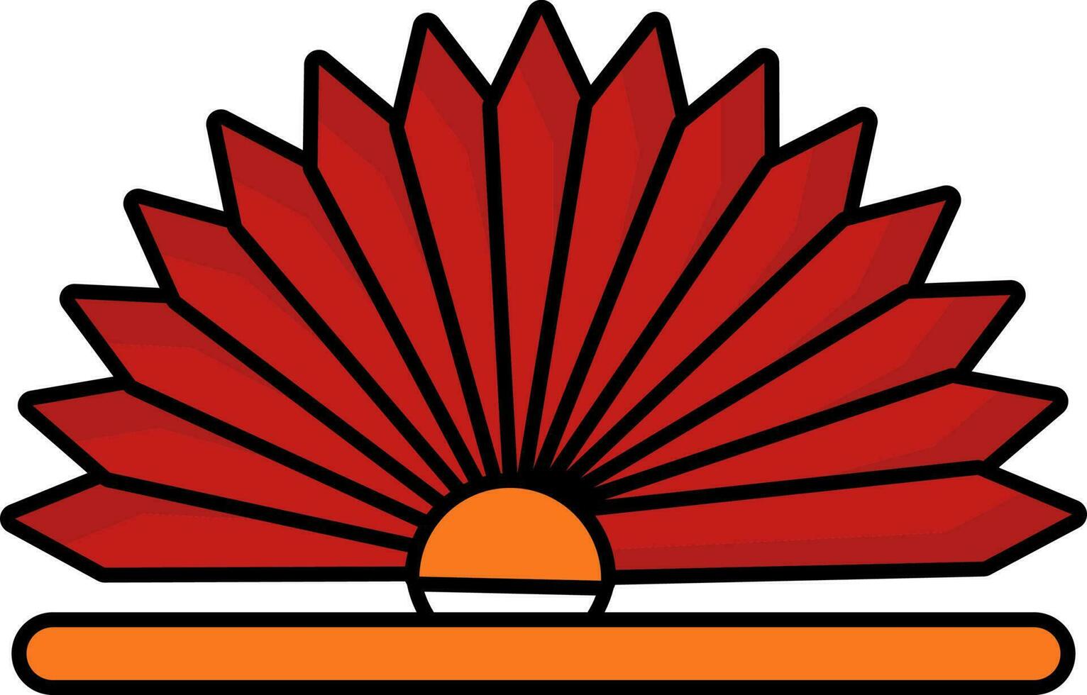 Folding Fan In Red And Orange Color. vector