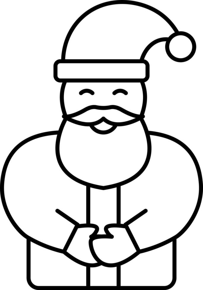 Cartoon Santa Clause Character Black Outline. vector