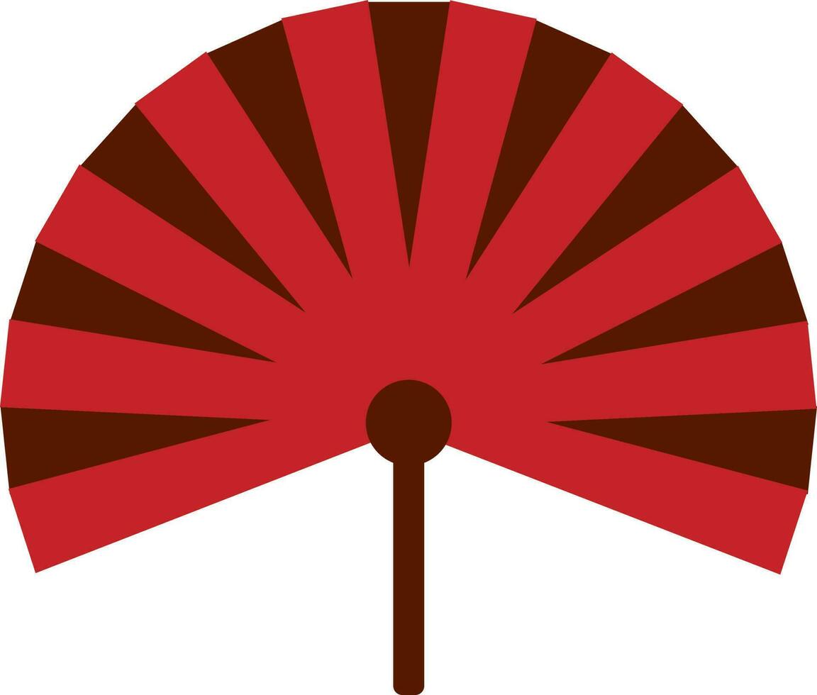 Red Chinese Fan Icon In Flat Style. vector
