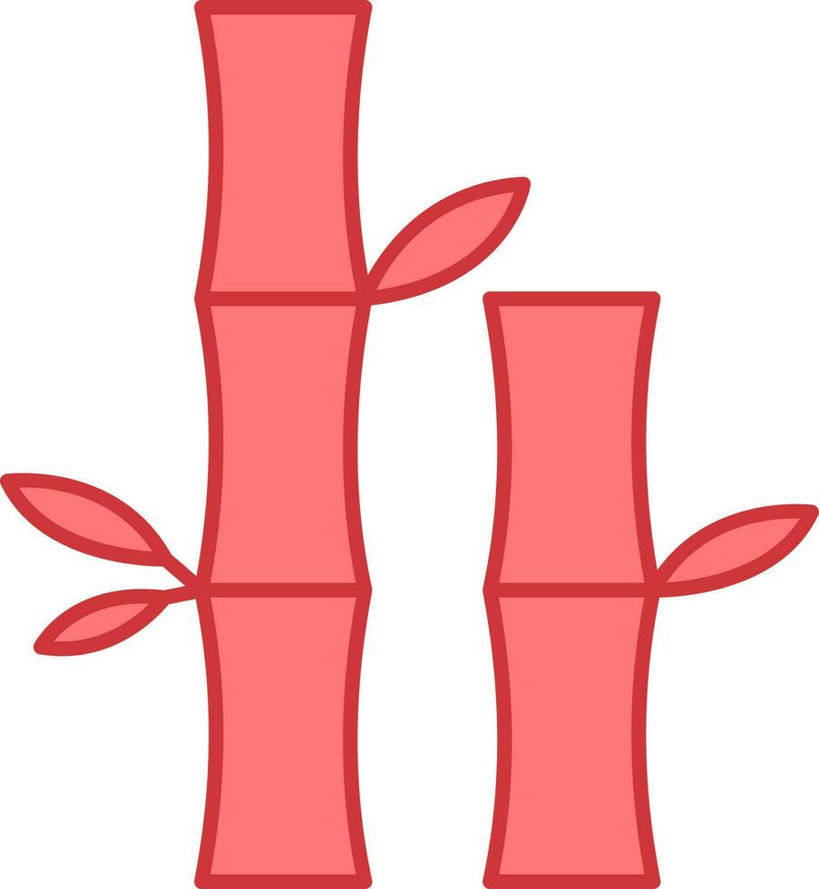 Flat Bamboo Plant Icon in Red Color. vector