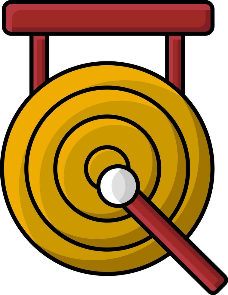 Illustration Of Gong Red And Yellow Icon. vector