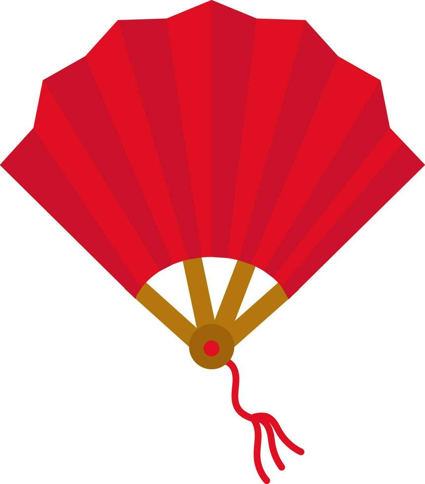Red And Yellow Chinese Fan Icon In Flat Style. vector