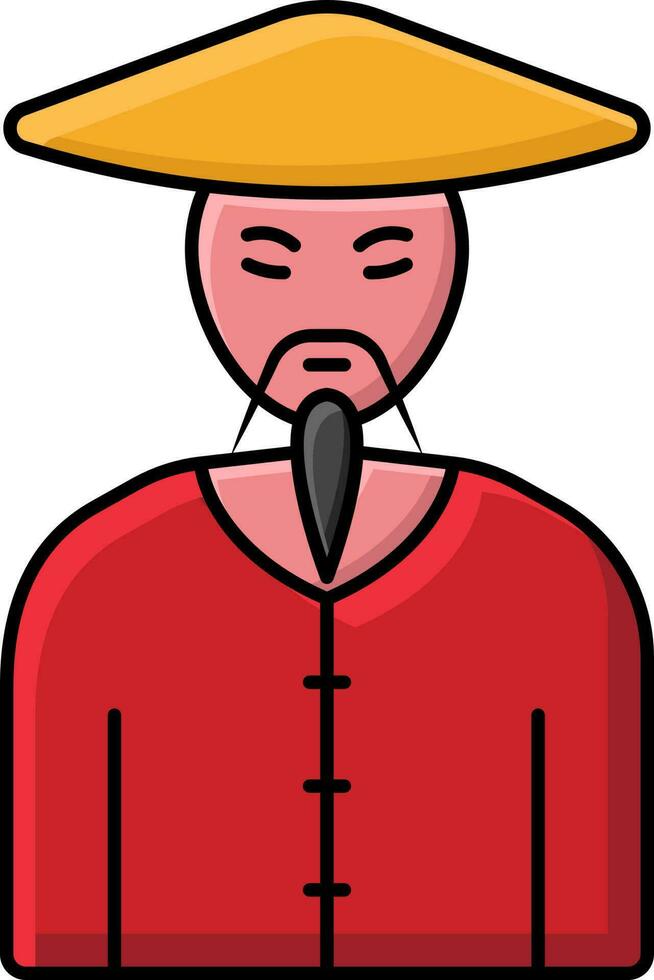 aislado chino chico vistiendo tradicional disfraz rojo icono. vector