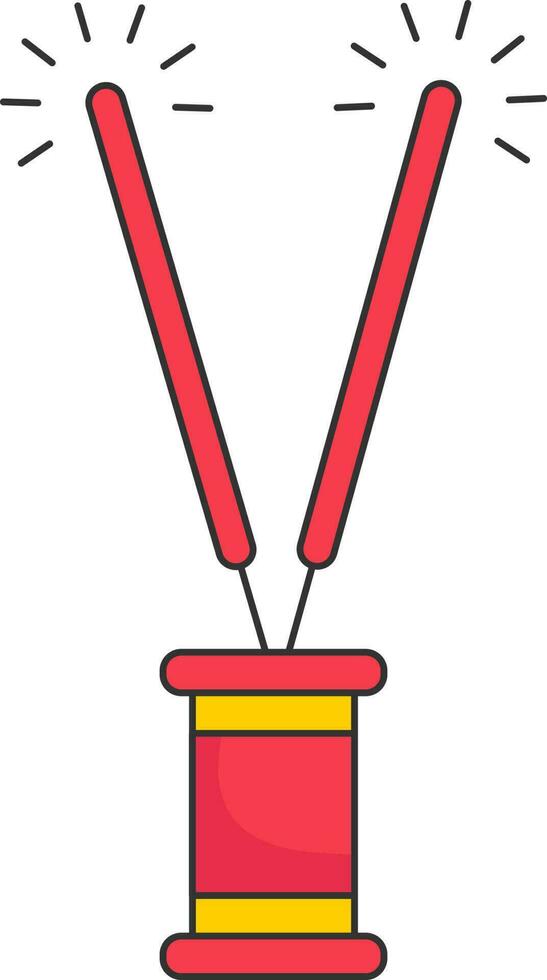 Burning Aromatic Sticks Stand Icon In Red And Yellow Color. vector