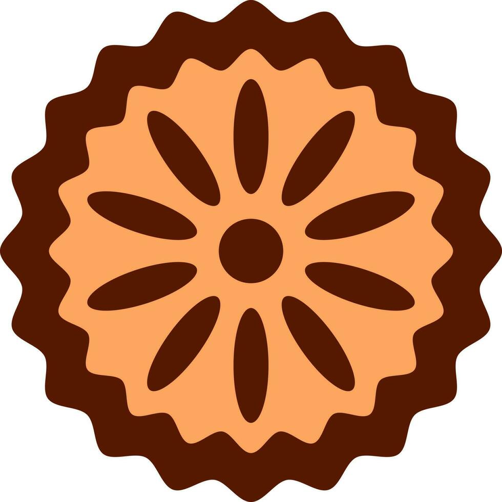 Isolated Floral Pie Icon In Brown Color. vector