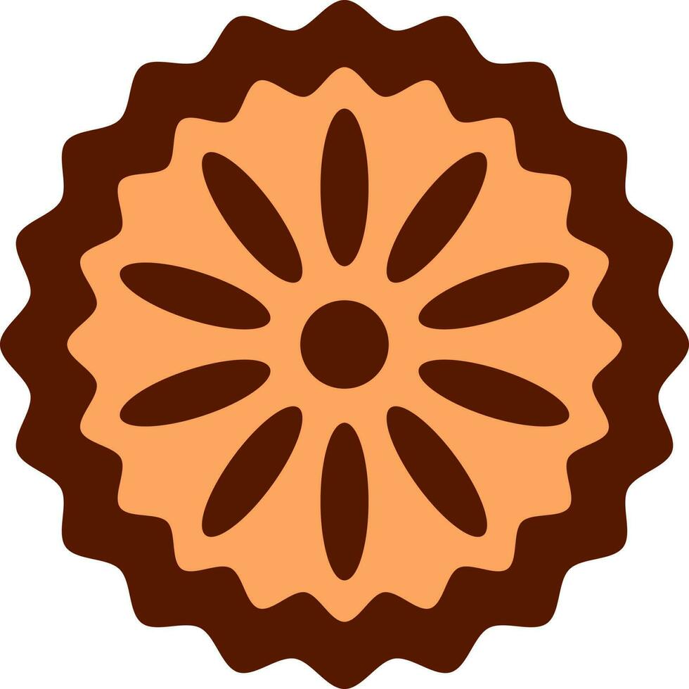 Isolated Floral Pie Icon In Brown Color. vector