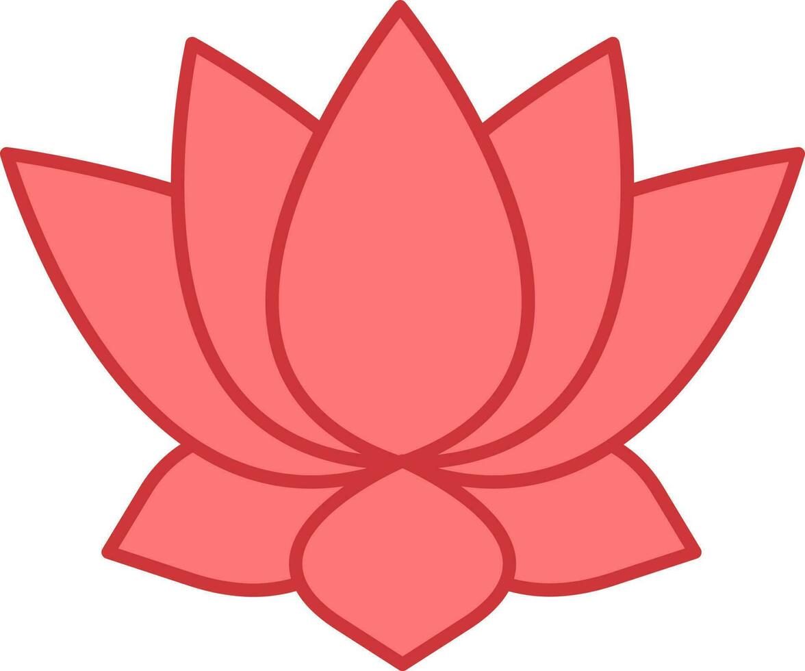 Isolated Red Lotus Flower Icon In Flat Style. 24143714 Vector Art at