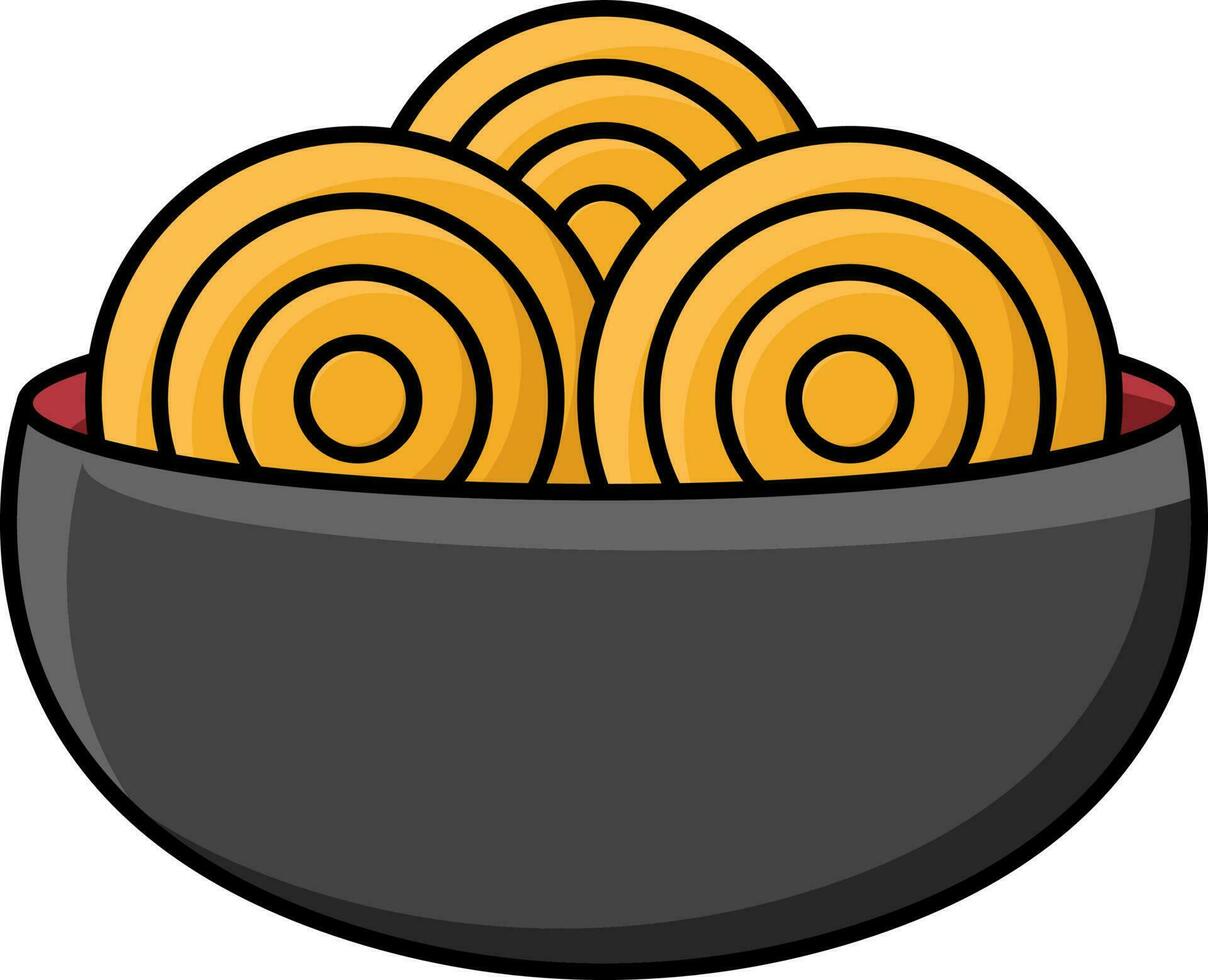 Isolated Noddles Bowl Icon In Flat Style. vector