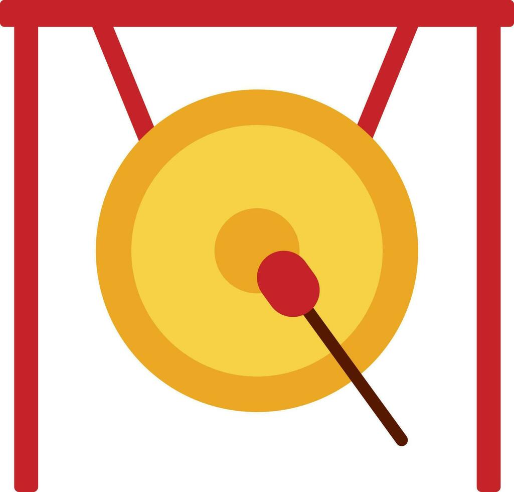 Yellow And Red Illustration of Gong Icon. vector