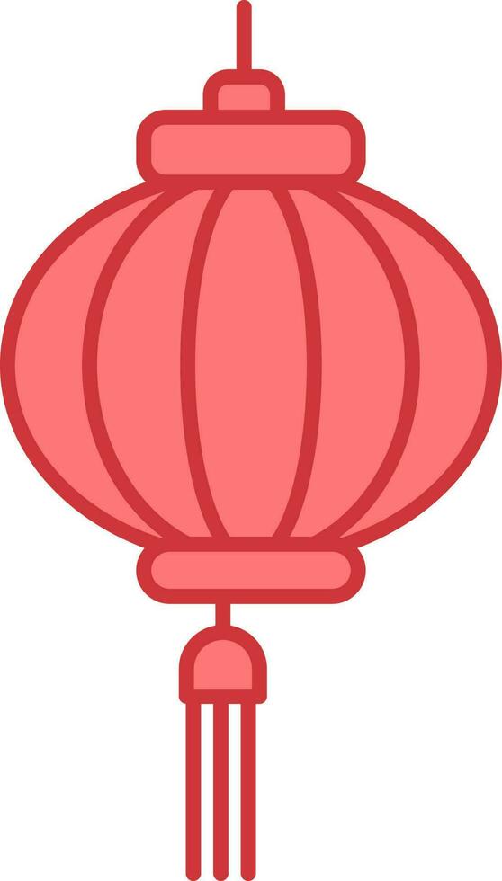 Red Chinese Lantern Icon In Flat Style. vector