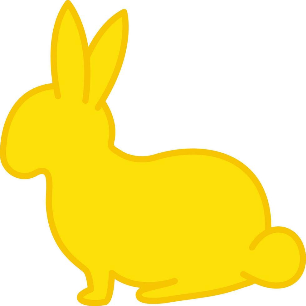 Silhouette Rabbit Or Bunny Character Icon In Yellow Color. vector