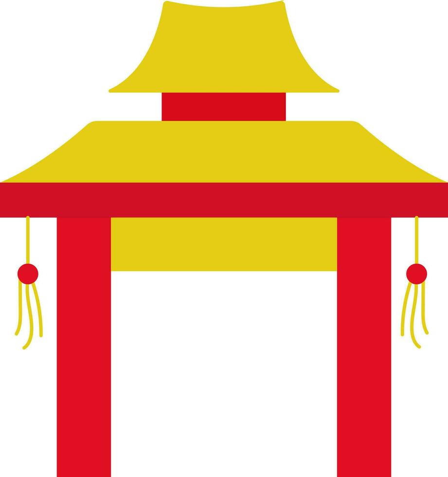 Red And Yellow Torii Gate Flat Icon. vector