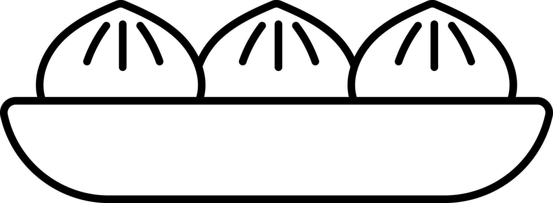 Momos Dish Bowl Icon In Thin Line Art. vector