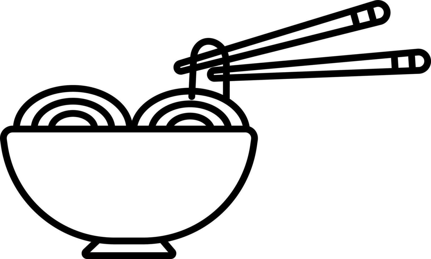 Noodles Holding Chopsticks With Bowl Outline Icon. vector