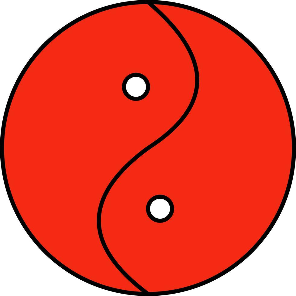 yin yang símbolo o icono en rojo color. vector