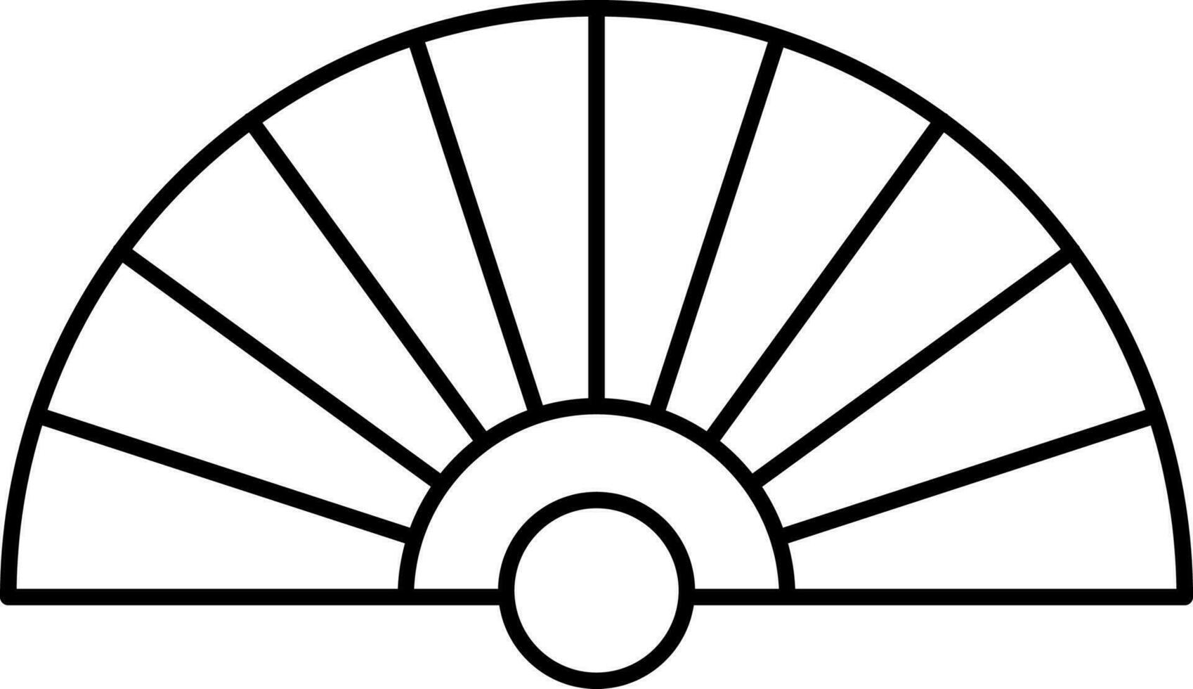 Open Folding Fan Icon In Line Art. vector