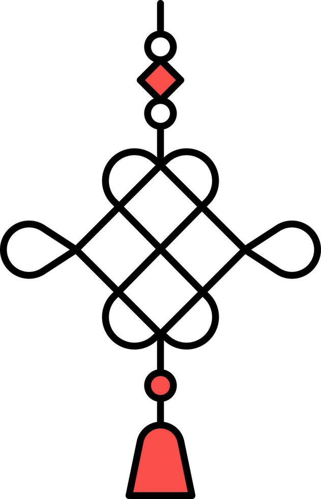 Chinese Knot Flat Icon In Red And Black Color. vector